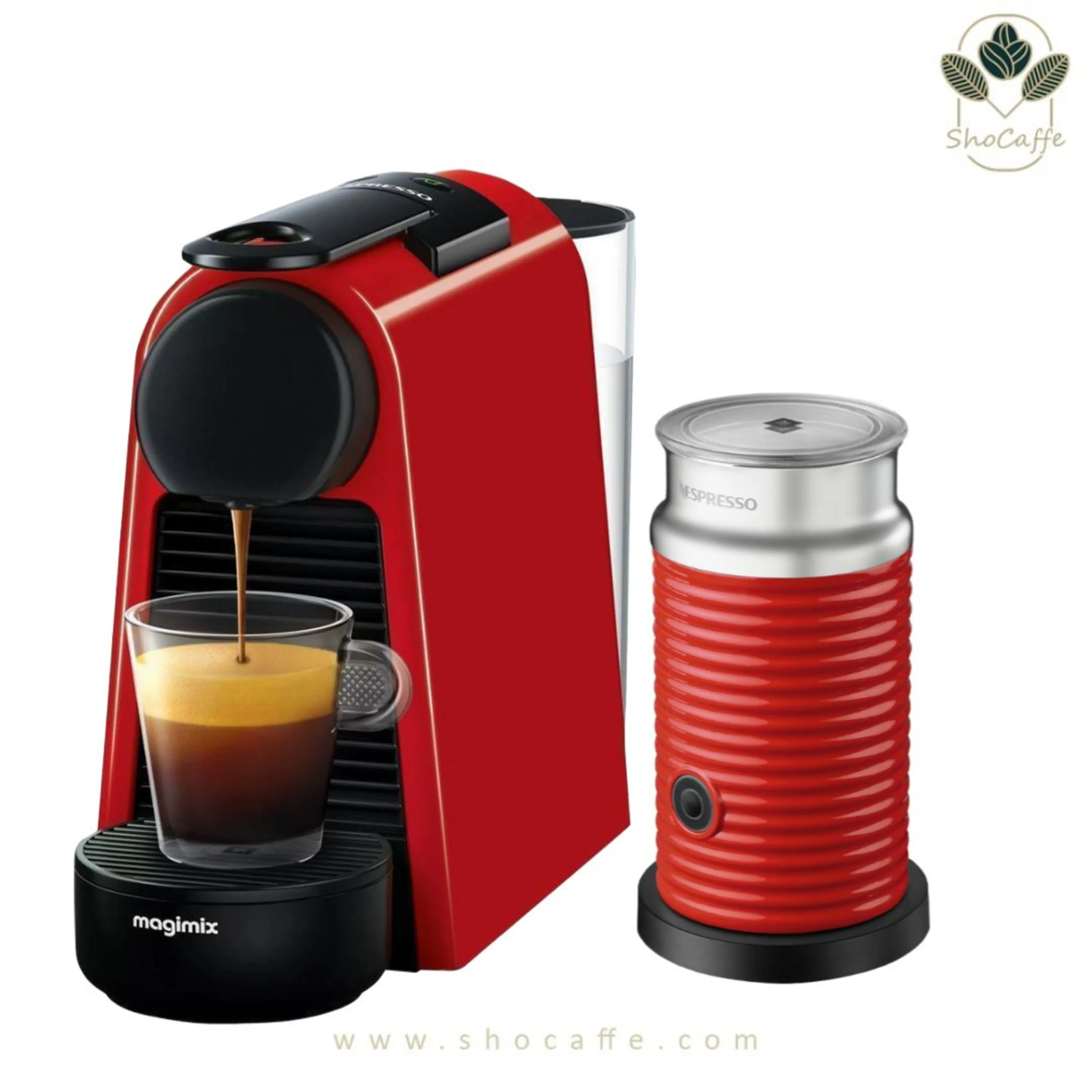 اسپرسوساز نسپرسو اورجینال مدل اسنزا مینی مجیمیکس قرمز با کف شیر ساز Aeroccino3